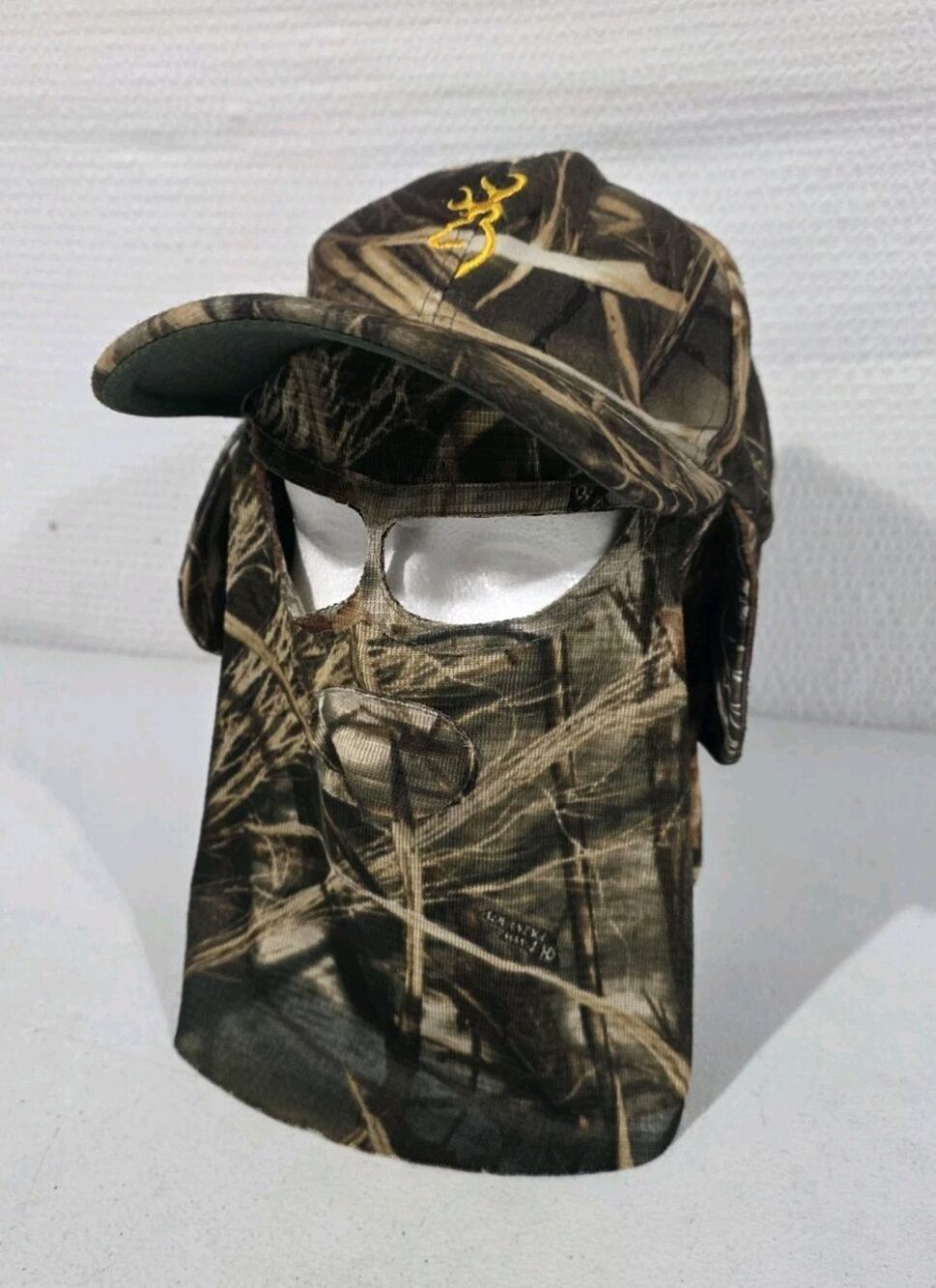 Browning QuikCamo Hunting Hat Face Mask Neck Shield Camo Waterfowl Cap